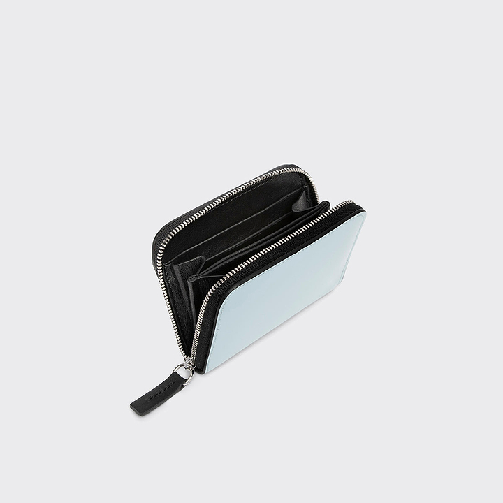 Pierre Hardy GINZA COIN PURSE, sky blue glazed lambskin and off-white calfskin, view 2