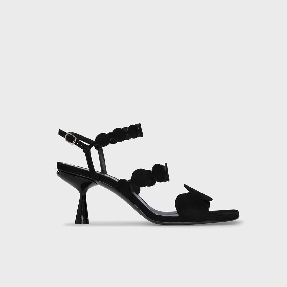 Pierre Hardy MULTI BULLE LAVA HEELED SANDAL, black suede kidskin