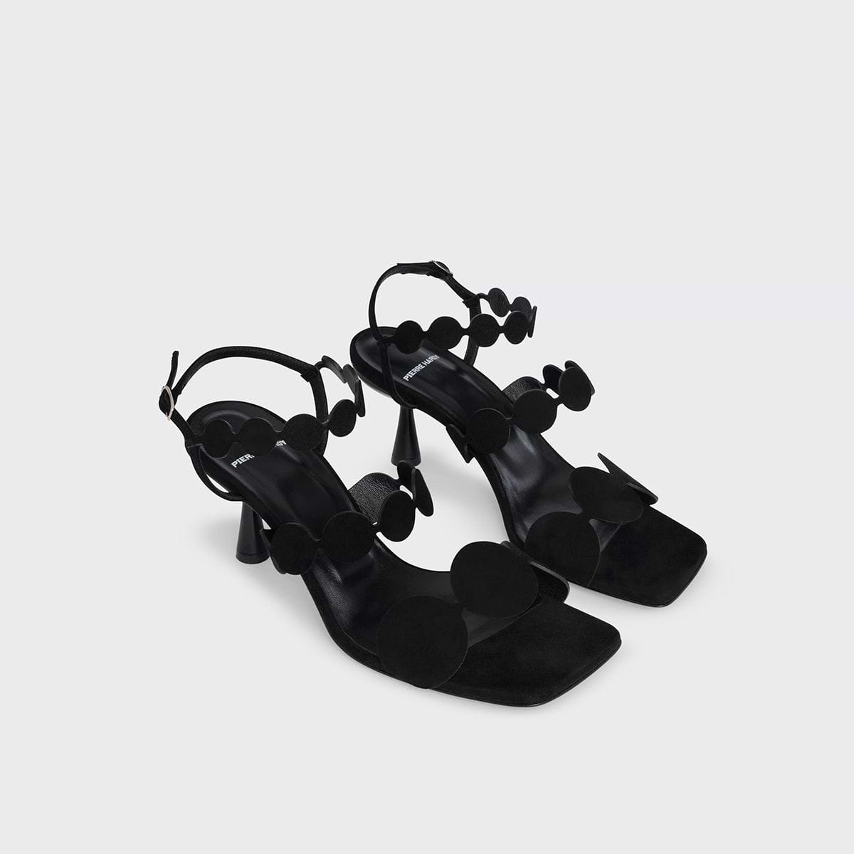 Pierre Hardy MULTI BULLE LAVA HEELED SANDAL, black suede kidskin, view 5