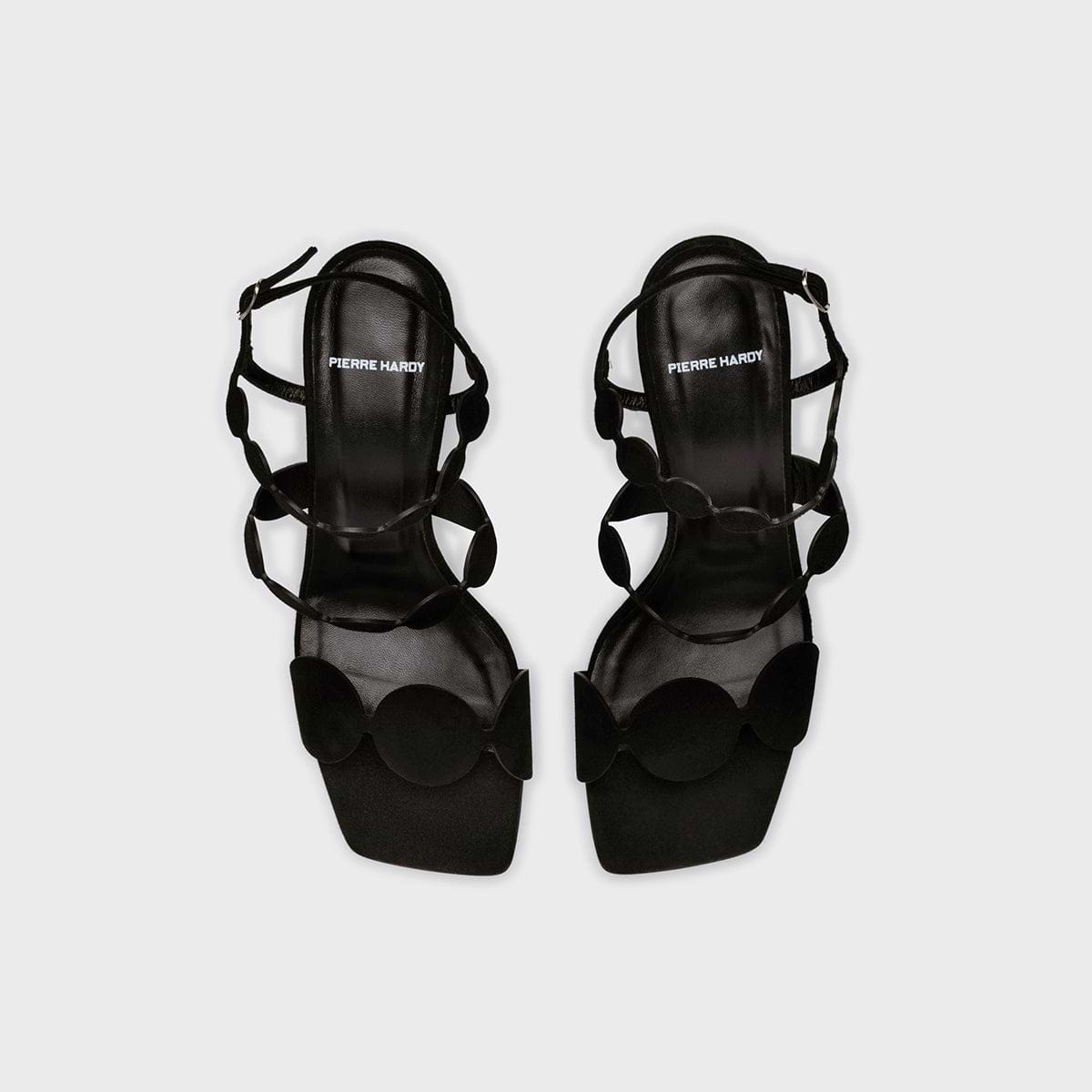 Pierre Hardy MULTI BULLE LAVA HEELED SANDAL, black suede kidskin, view 3