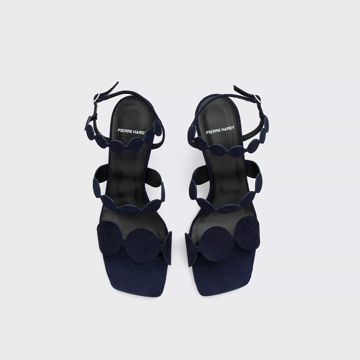 Pierre Hardy MULTI BULLE LAVA HEELED SANDAL, navy suede kidskin, view 2