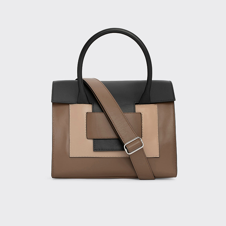 Pierre Hardy 217 CABAS, camel, black and taupe calfskin