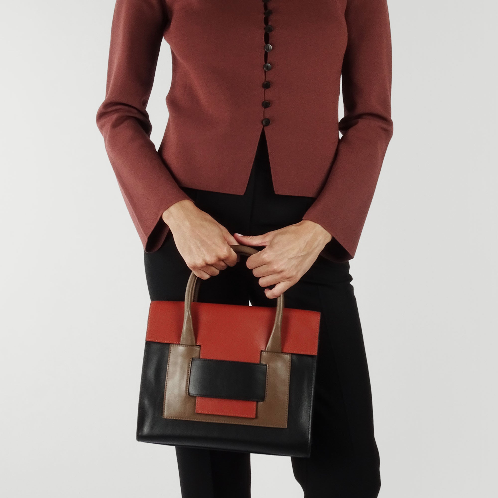 Pierre Hardy 217 CABAS, black, camel and rust calfskin, view 4