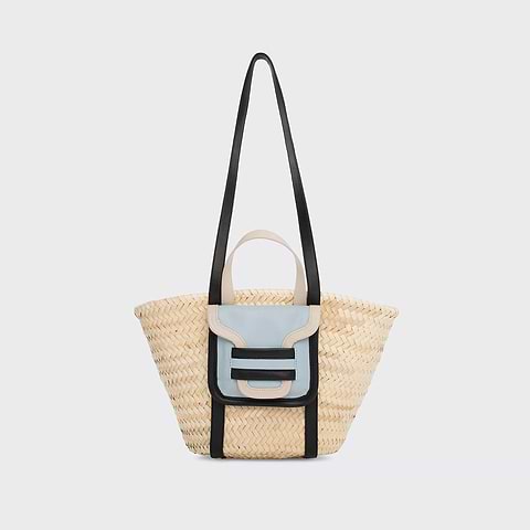 Pierre Hardy ALPHA MINI BASKET, light blue calfskin and black & off-white lambskin