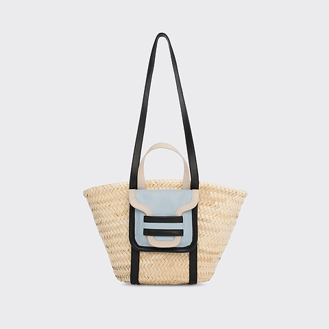 Pierre Hardy ALPHA MINI BASKET, light blue calfskin and black & off-white lambskin