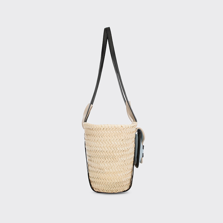 Pierre Hardy ALPHA MINI BASKET, light blue calfskin and black & off-white lambskin, view 3