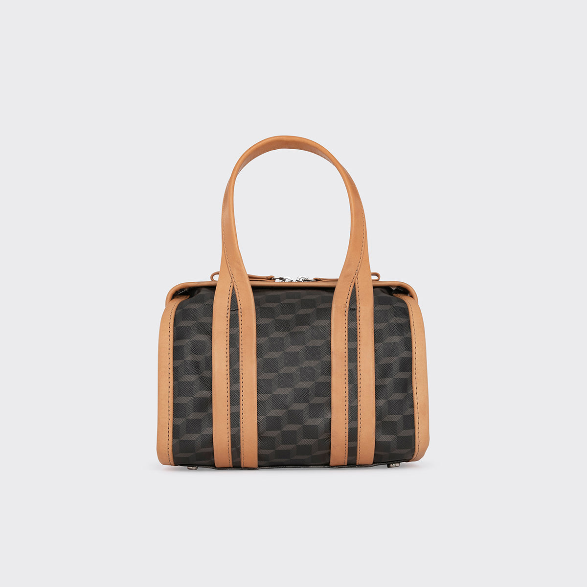 Pierre Hardy CAB MICRO BAG, black perspective cube coated canvas and tan calfskin trims, view 6