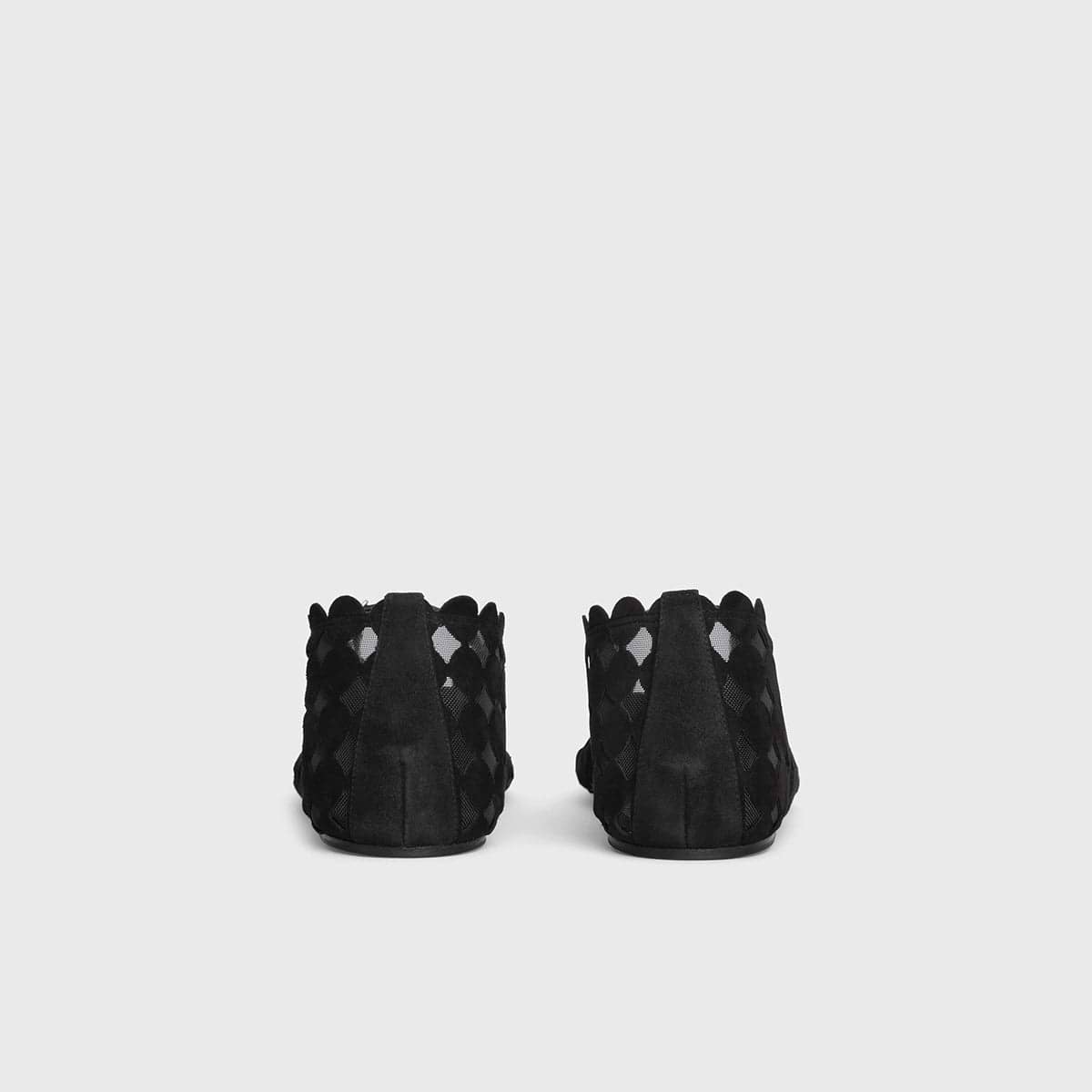 Pierre Hardy MINI BULLES BALLET FLAT, black suede kidskin and black mesh, view 7