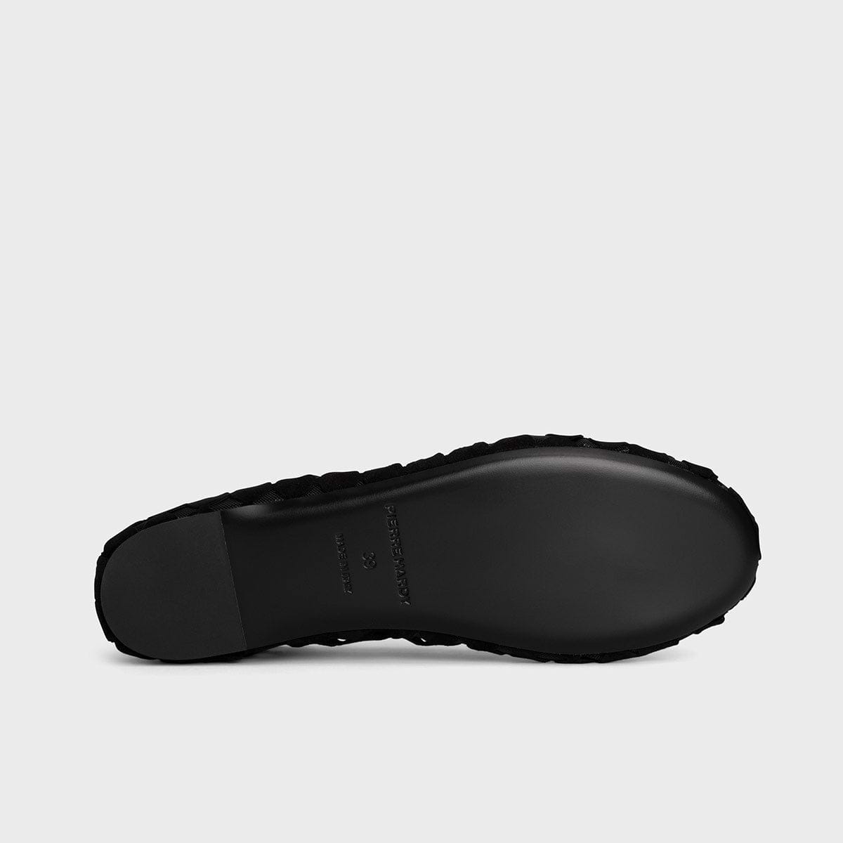 Pierre Hardy MINI BULLES BALLET FLAT, black suede kidskin and black mesh, view 8
