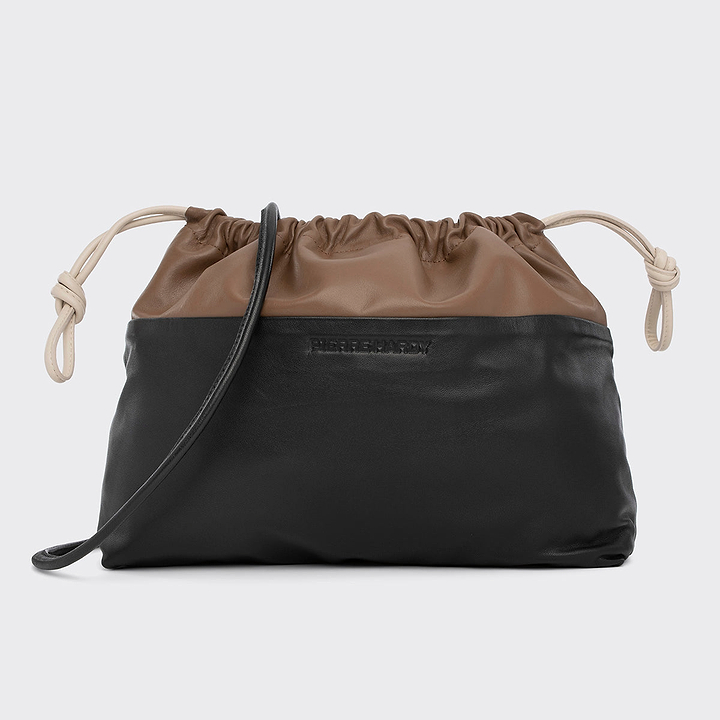 Pierre Hardy TWIN CLUTCH MAXI, camel calfskin and off-white kidskin