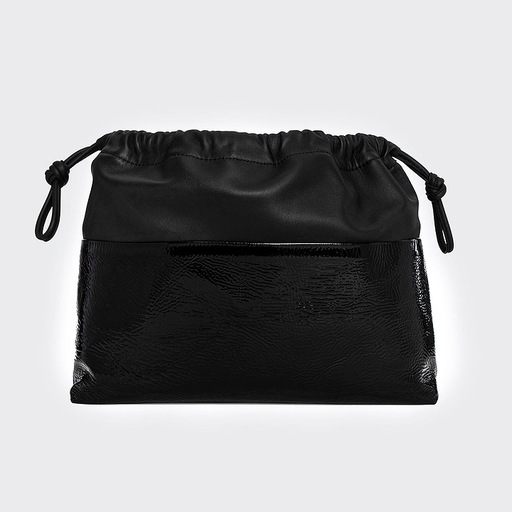 Pierre Hardy TWIN CLUTCH MAXI, black patent kidskin and black lambskin, view 5