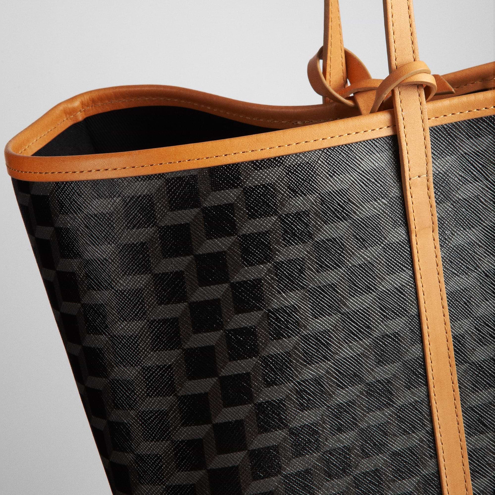 Pierre Hardy CAB TOTE, black cube perspective coated canvas and natural calfskin handles, view 8