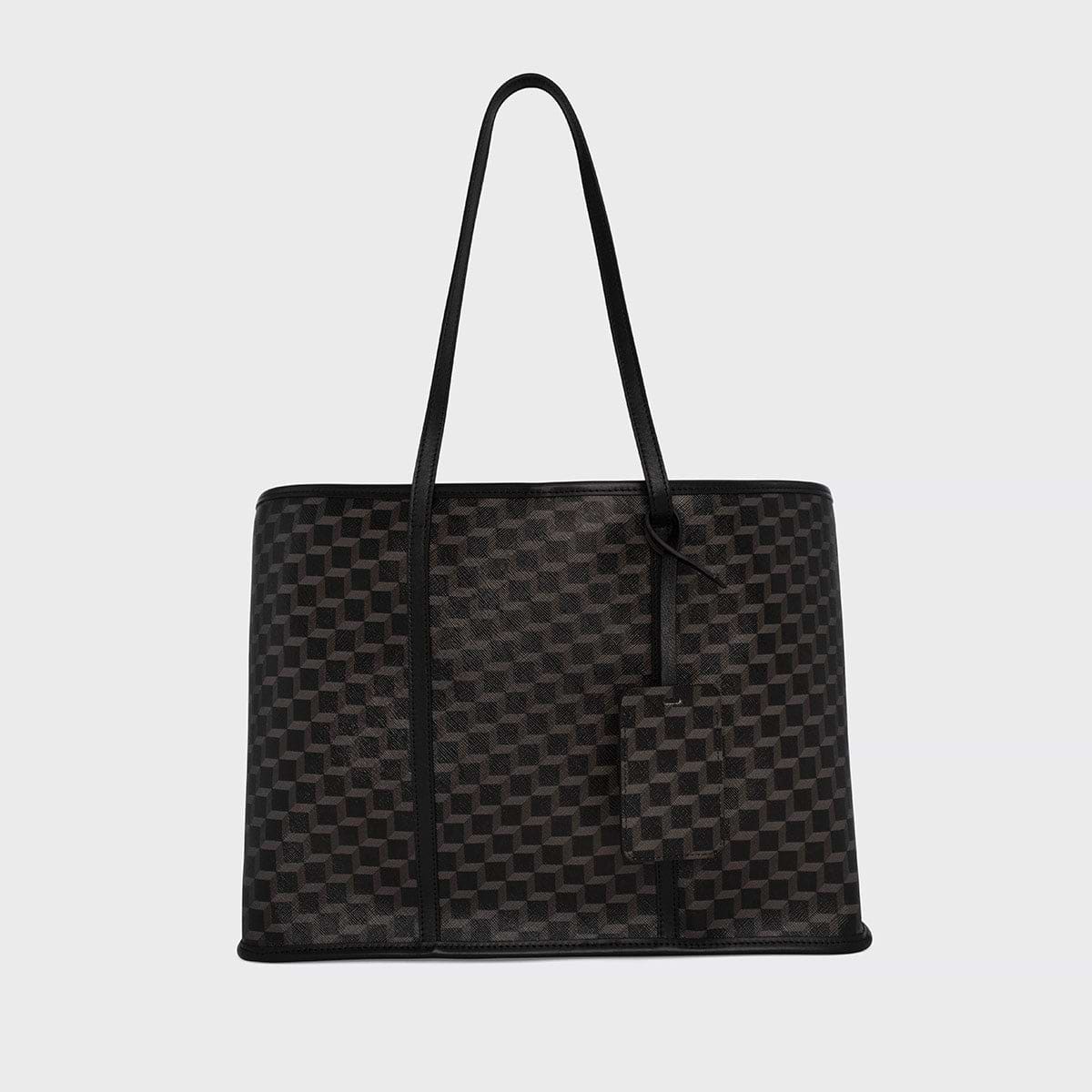 Pierre Hardy CAB TOTE, black perspective cube coated canvas and black calfskin trims