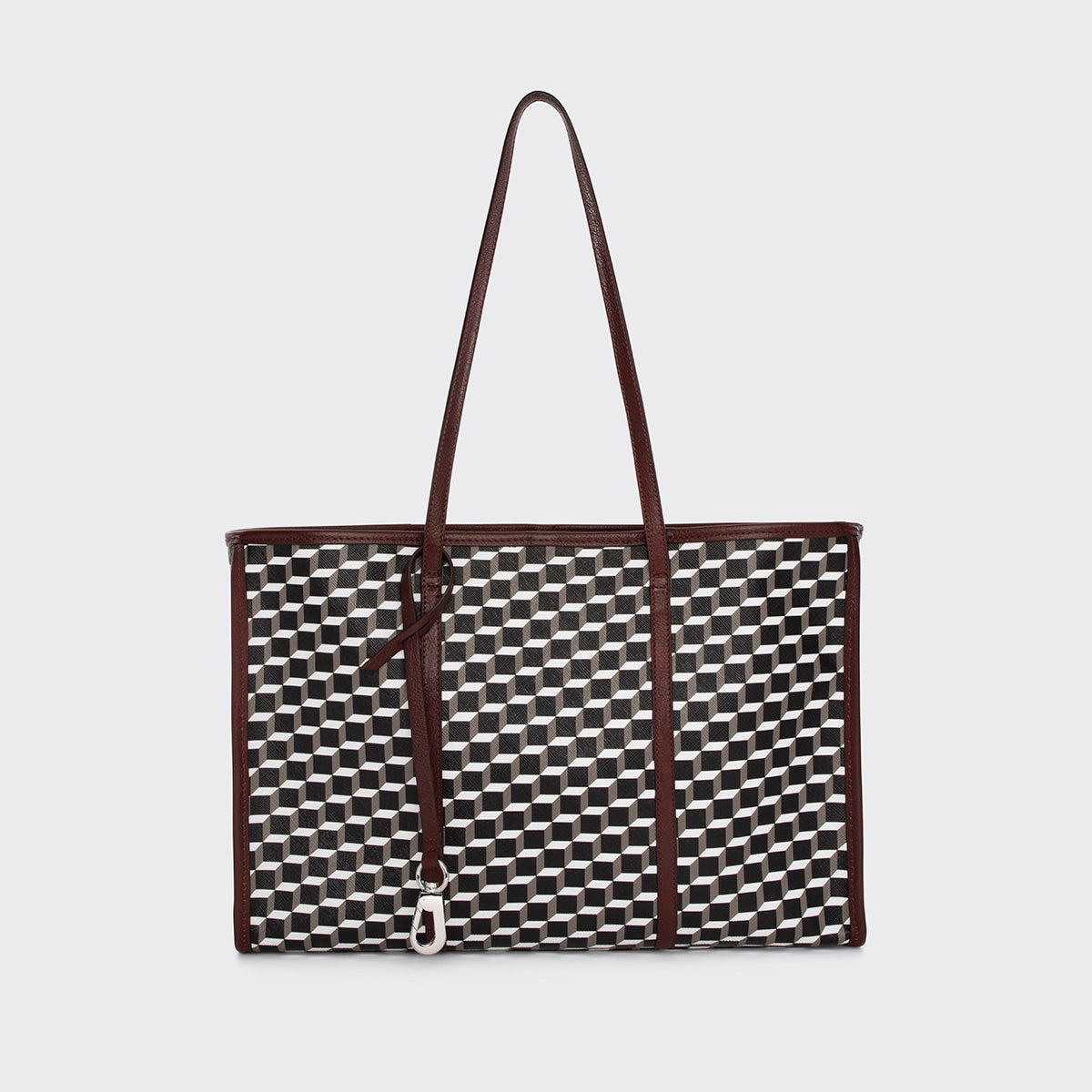 Pierre Hardy CAB TOTE, cube perspective coated canvas and burgundy grained kidskin, view 5