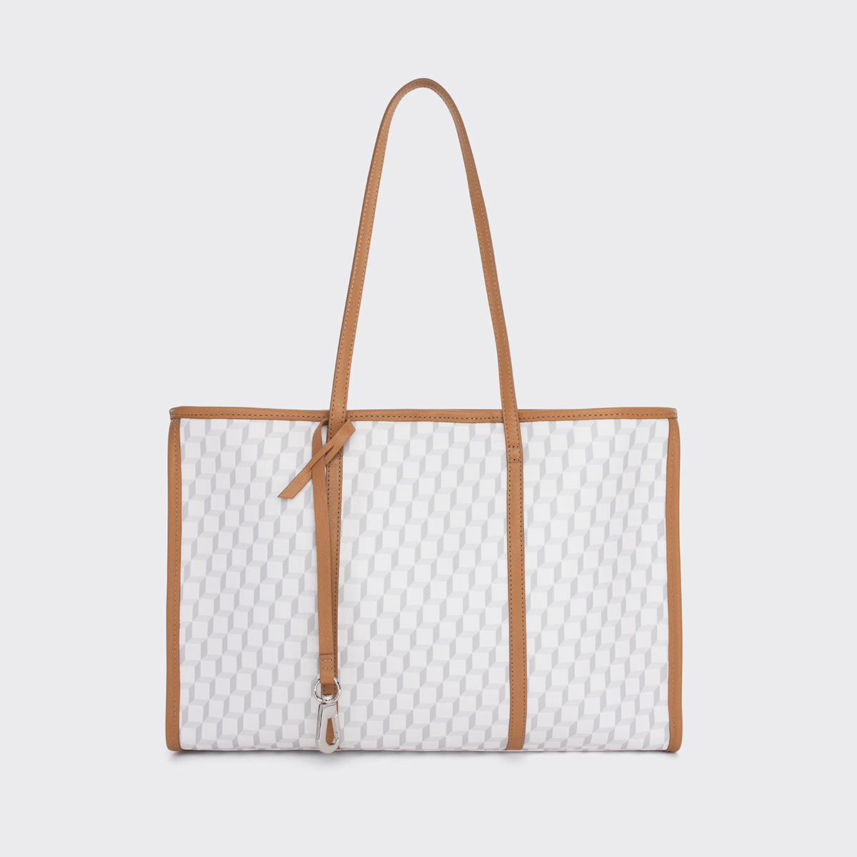 Pierre Hardy CAB TOTE, white cube perspective coated canvas and camel grained kidskin, view 5