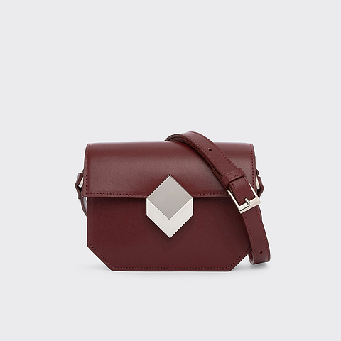 Pierre Hardy MINI PRISM HANDBAG, burgundy calfskin