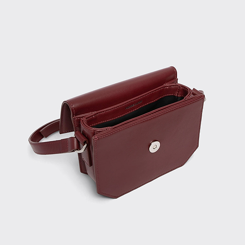 Pierre Hardy MINI PRISM HANDBAG, burgundy calfskin, view 2