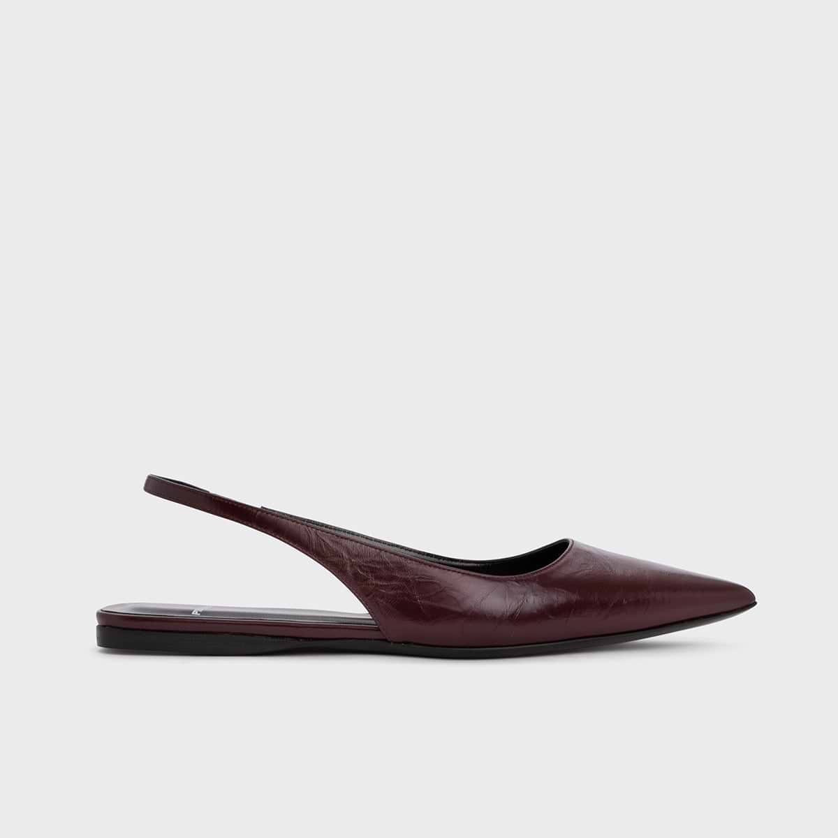 Pierre Hardy STELLA SLINGBACK FLAT, burgundy crinkled calfskin