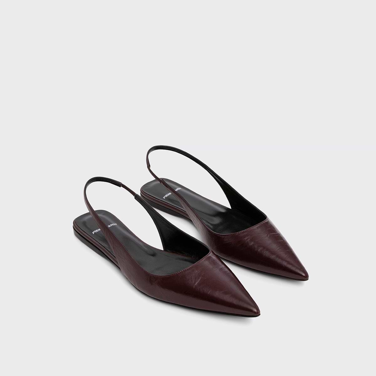 Pierre Hardy STELLA SLINGBACK FLAT, burgundy crinkled calfskin, view 3