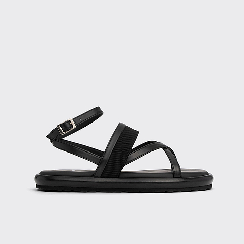 Pierre Hardy ALPHA SANDAL, black calfskin and black nylon canvas