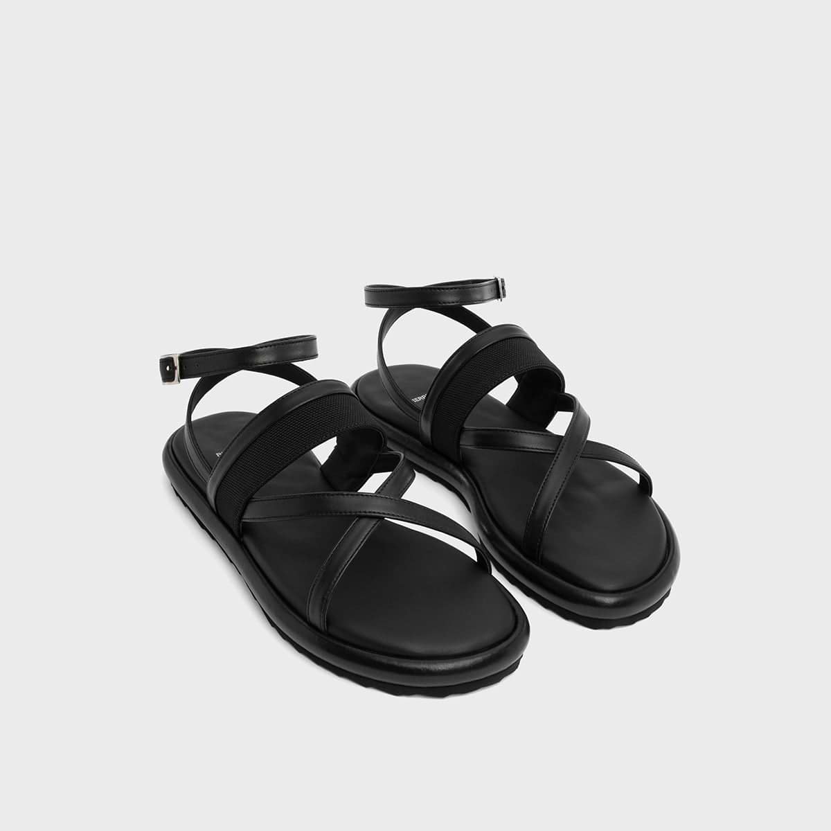 Pierre Hardy ALPHA SANDAL, black calfskin and black nylon canvas, view 3