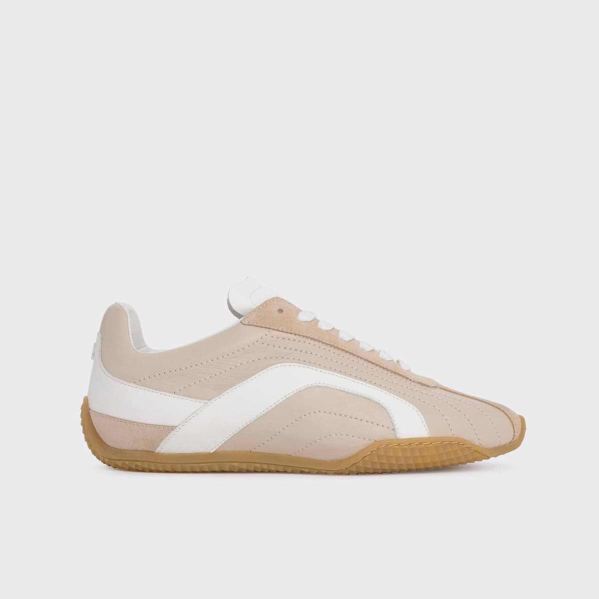 Pierre Hardy JUMP SNEAKERS, beige & white calfskin and beige suede calfskin