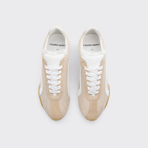 Pierre Hardy JUMP SNEAKERS, beige & white calfskin and beige suede calfskin, view 2