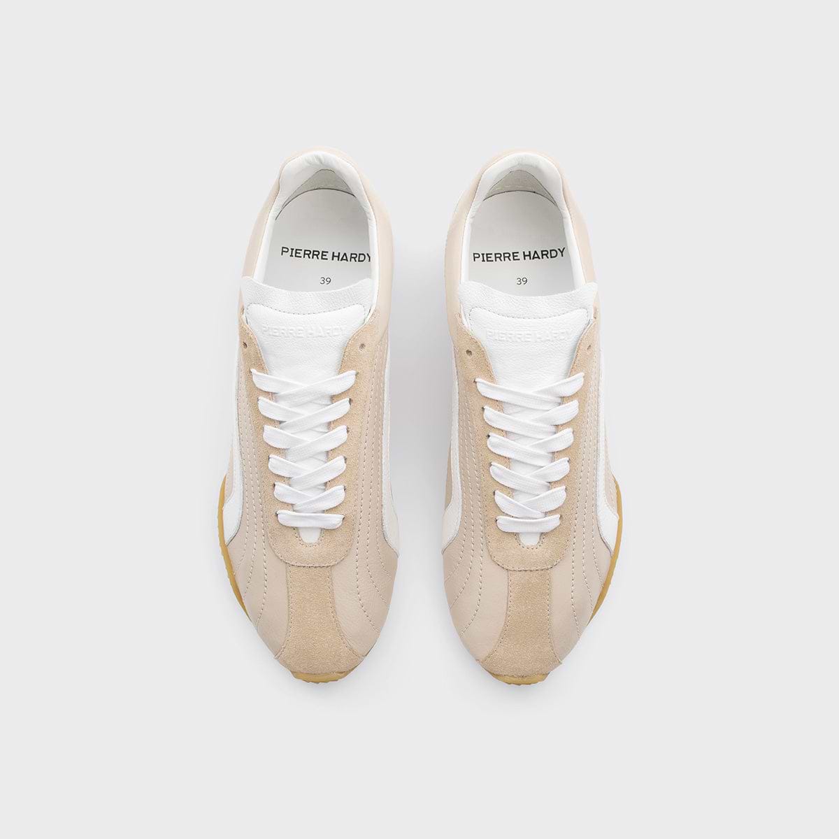 Pierre Hardy JUMP SNEAKERS, beige & white calfskin and beige suede calfskin, view 2