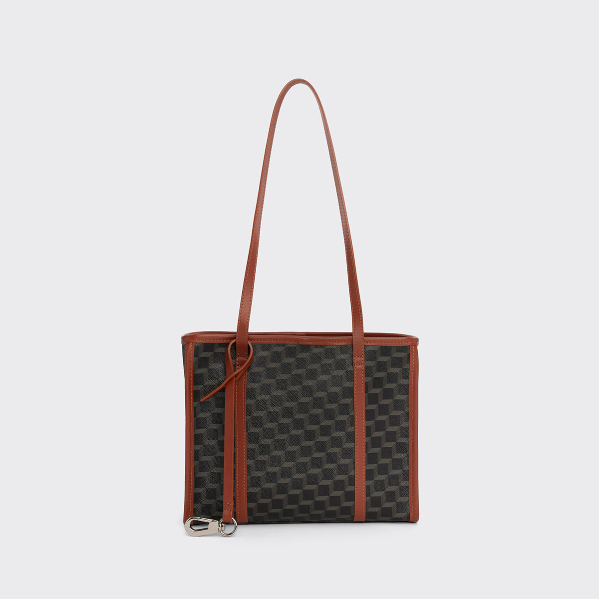 Pierre Hardy MINI CAB TOTE, black cube perspective coated canvas and rust calfskin, view 5