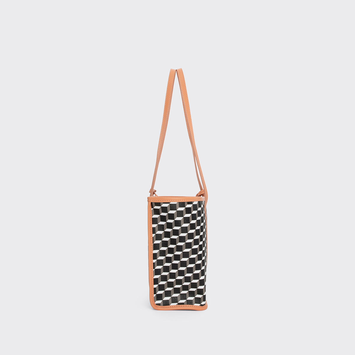 Pierre Hardy MINI CAB TOTE, cube perspective coated canvas and apricot calfskin, view 4