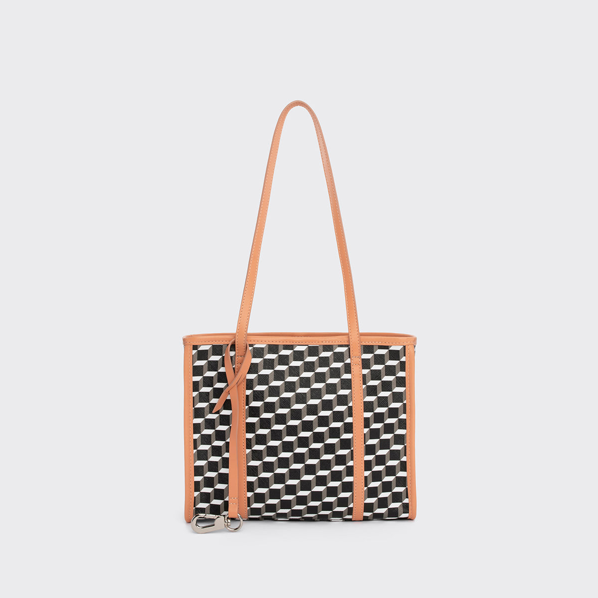 Pierre Hardy MINI CAB TOTE, cube perspective coated canvas and apricot calfskin, view 5