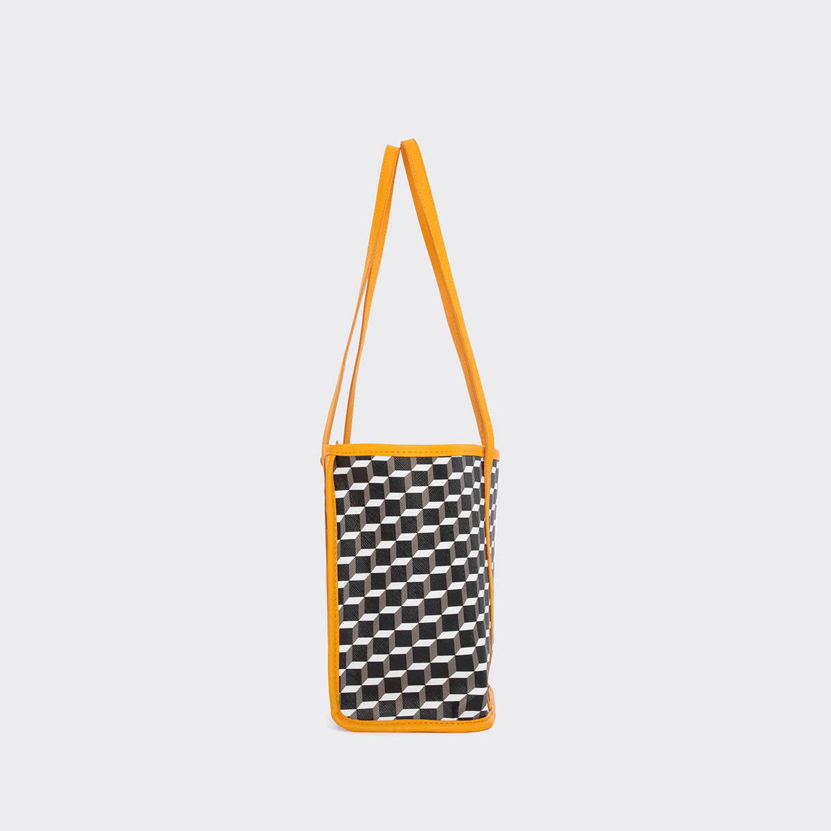 Pierre Hardy MINI CAB TOTE, cube perspective coated canvas and sun lambskin trims, view 4