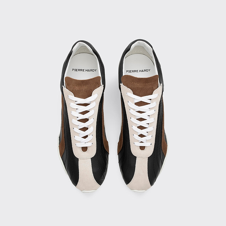 Pierre Hardy JUMP SNEAKERS, black calfskin and brown and off-white suede calfskin, view 2