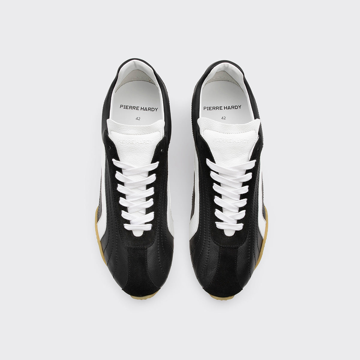 Pierre Hardy JUMP SNEAKERS, black & white calfskin and black suede calfskin, view 2