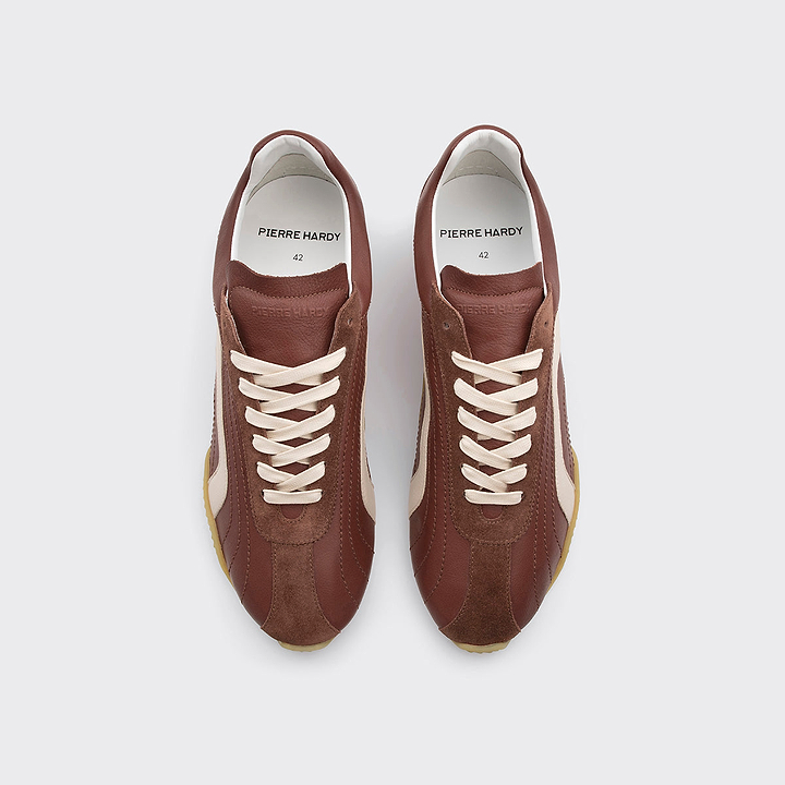 Pierre Hardy JUMP SNEAKERS, brown & off-white calfskin and brown suede calfskin, view 2