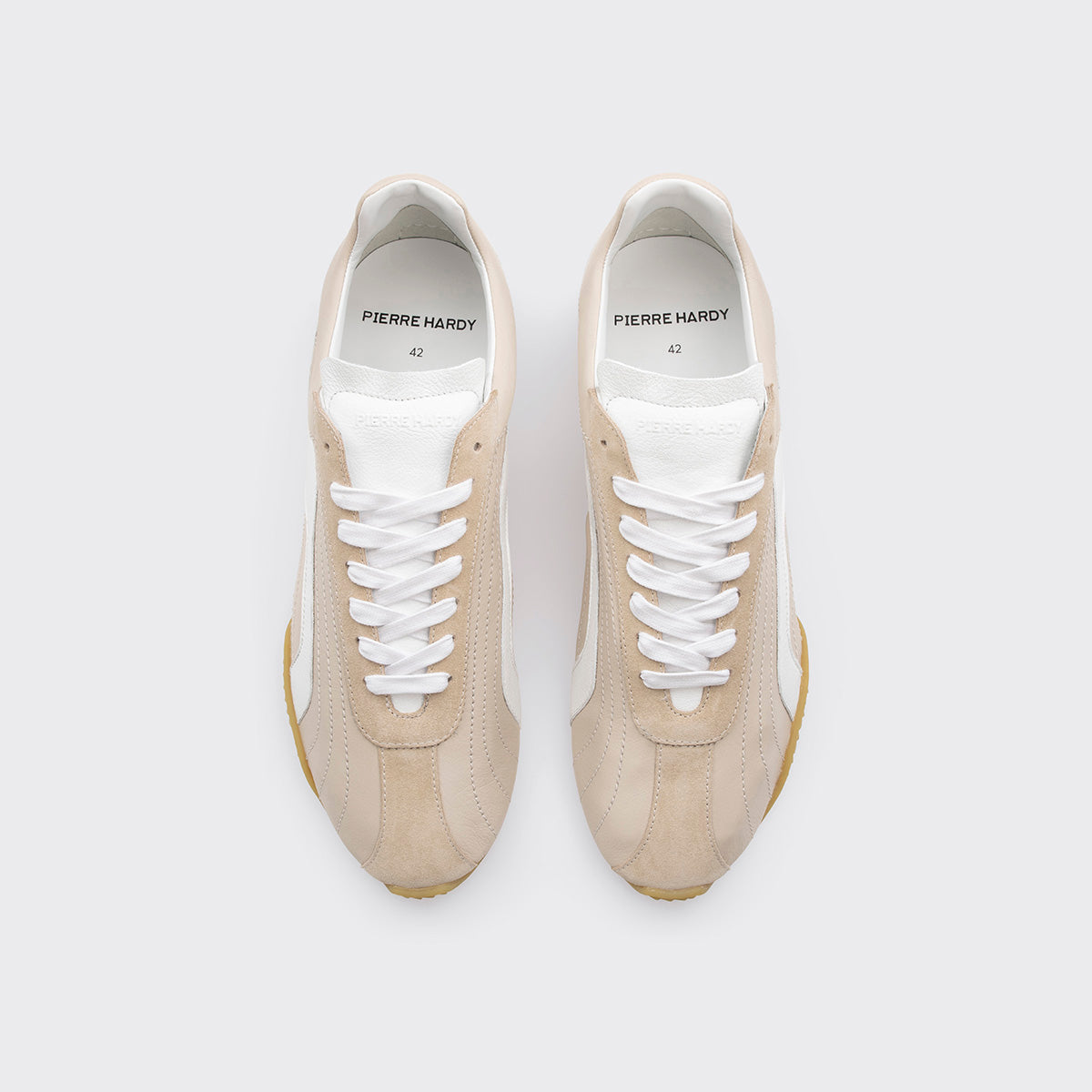Pierre Hardy JUMP SNEAKERS, beige & white calfskin and beige suede calfskin, view 2