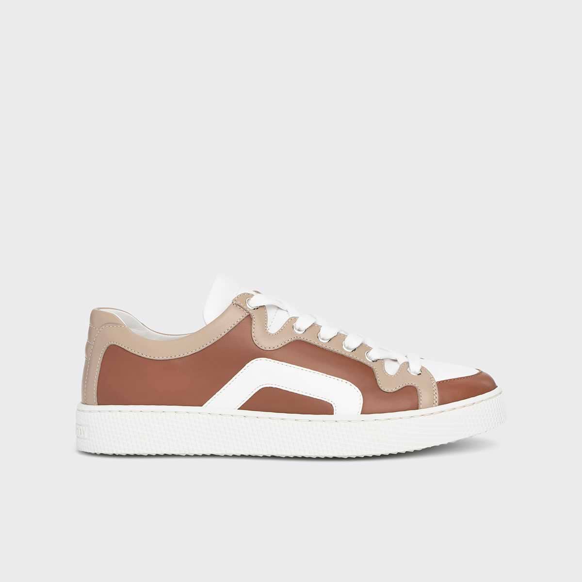 Pierre Hardy ALPHA SNEAKERS - WOMEN, light brown, beige and white calfskin