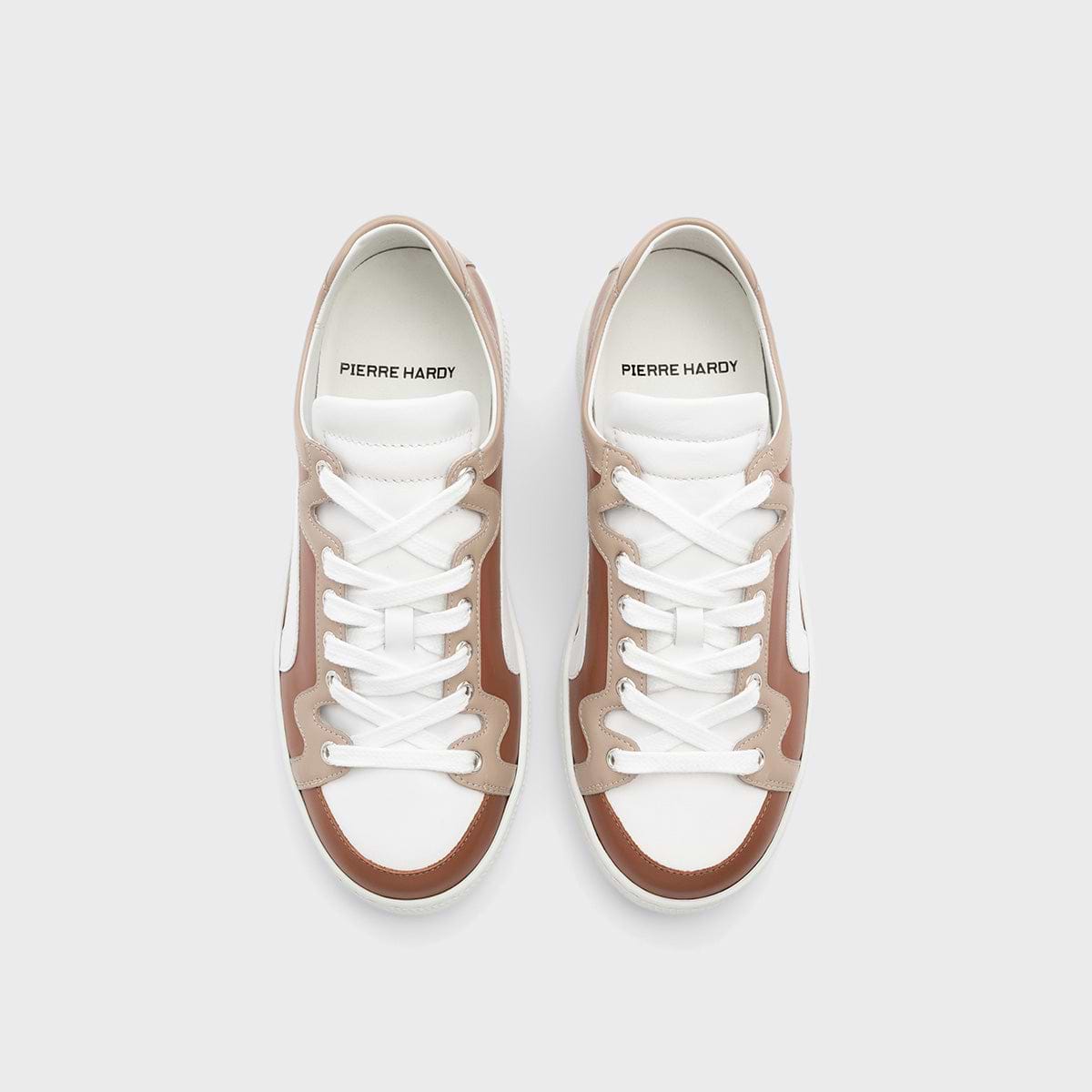 Pierre Hardy ALPHA SNEAKERS - WOMEN, light brown, beige and white calfskin, view 2