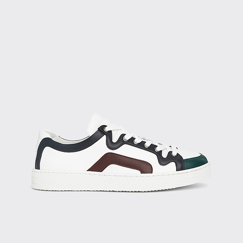Pierre Hardy ALPHA SNEAKERS - WOMEN, white, green, navy blue and burgundy calfskin