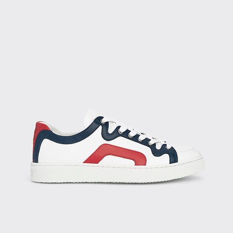 Pierre Hardy ALPHA SNEAKERS - WOMEN, white, navy blue and red calfskin
