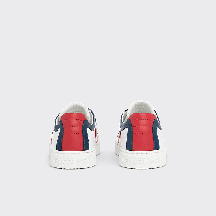 Pierre Hardy ALPHA SNEAKERS - WOMEN, white, navy blue and red calfskin, view 6