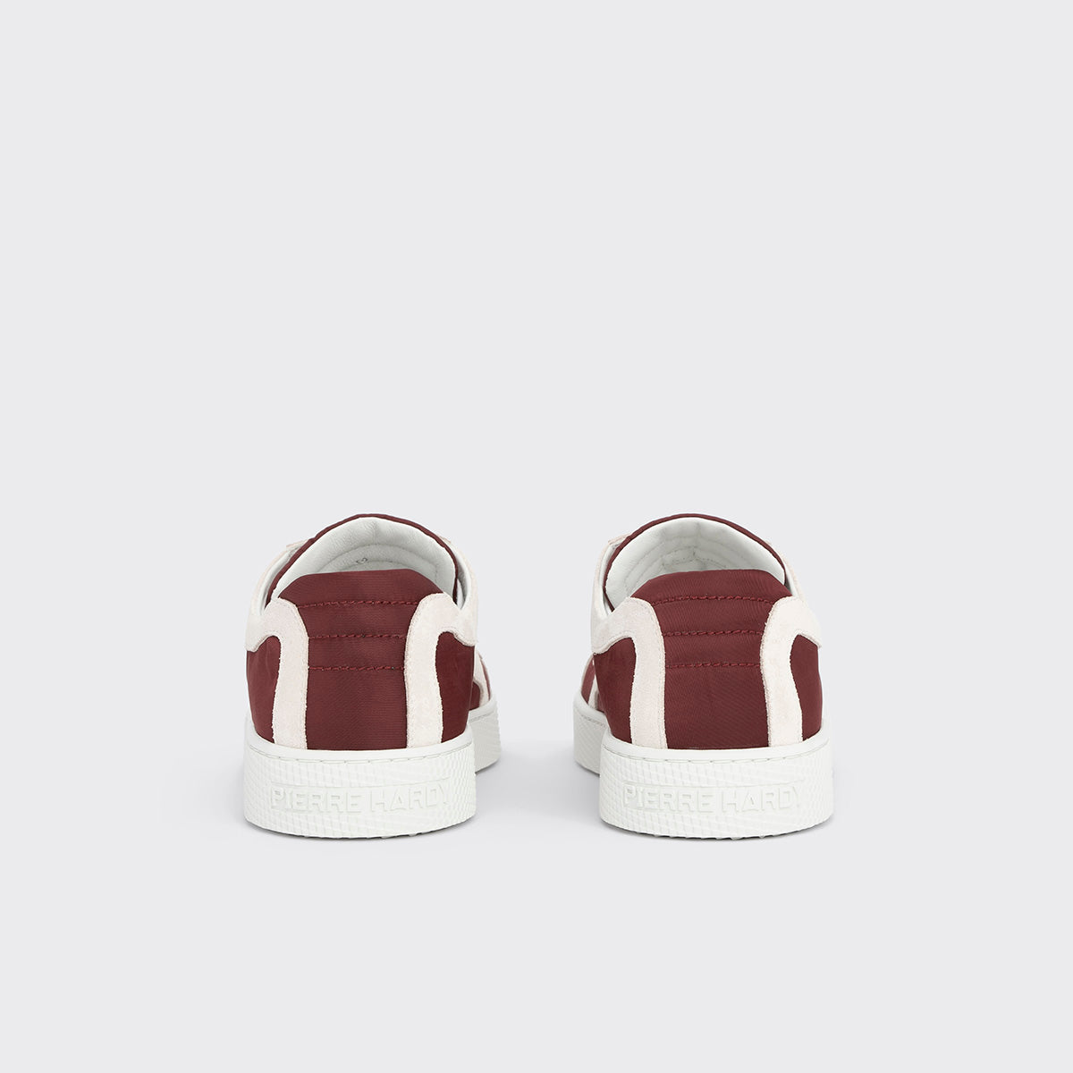 Pierre Hardy ALPHA SNEAKERS - WOMEN, burgundy nylon canvas and white suede calfskin, view 9