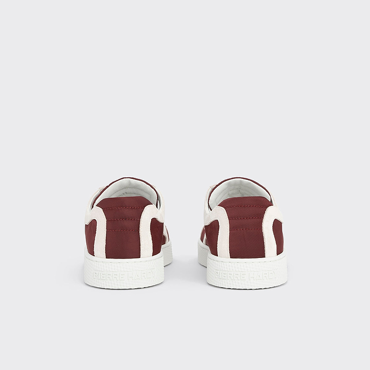 Pierre Hardy ALPHA SNEAKERS - WOMEN, burgundy nylon canvas and white suede calfskin, view 9