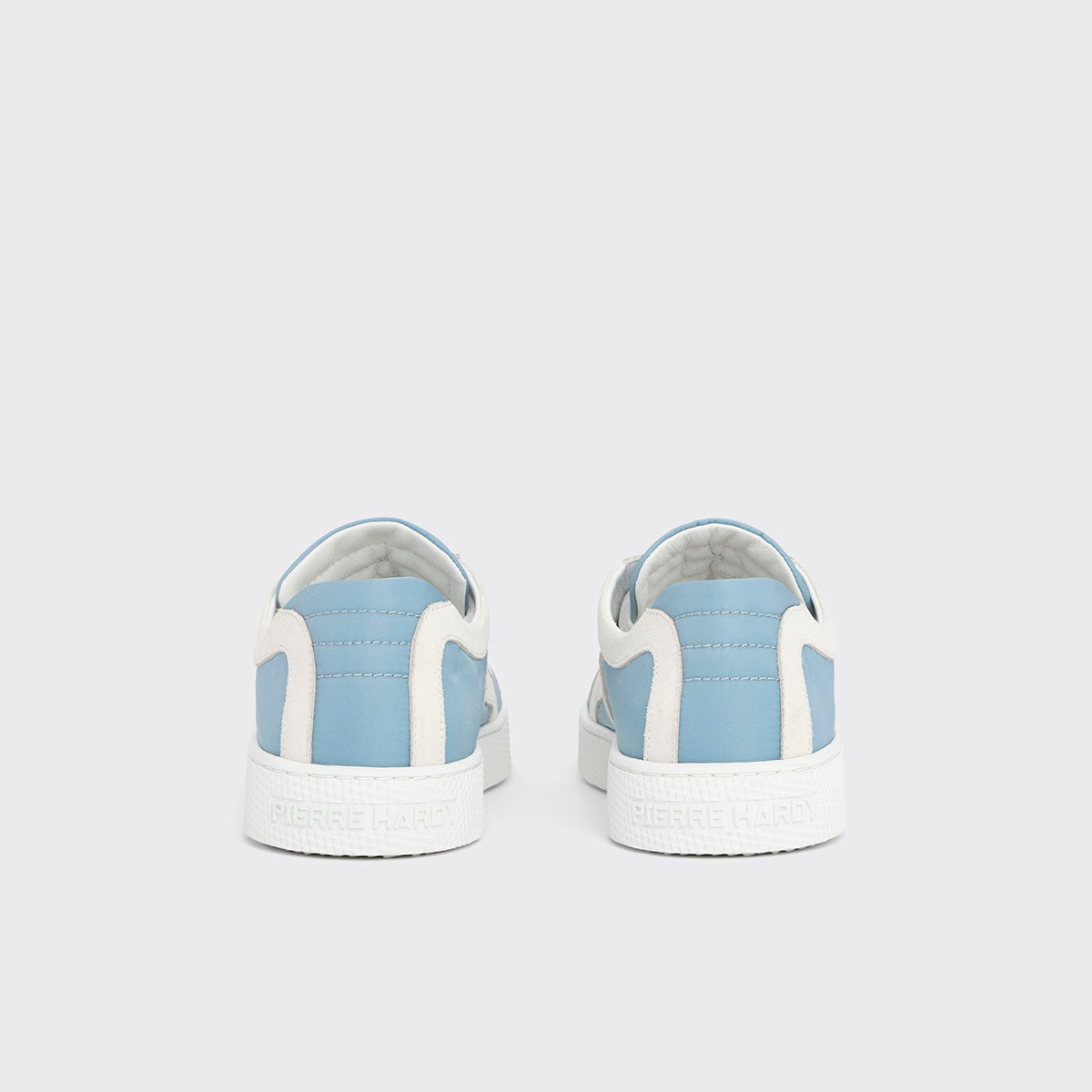Pierre Hardy ALPHA SNEAKERS - WOMEN, light blue nylon canvas and white suede calfskin, view 9