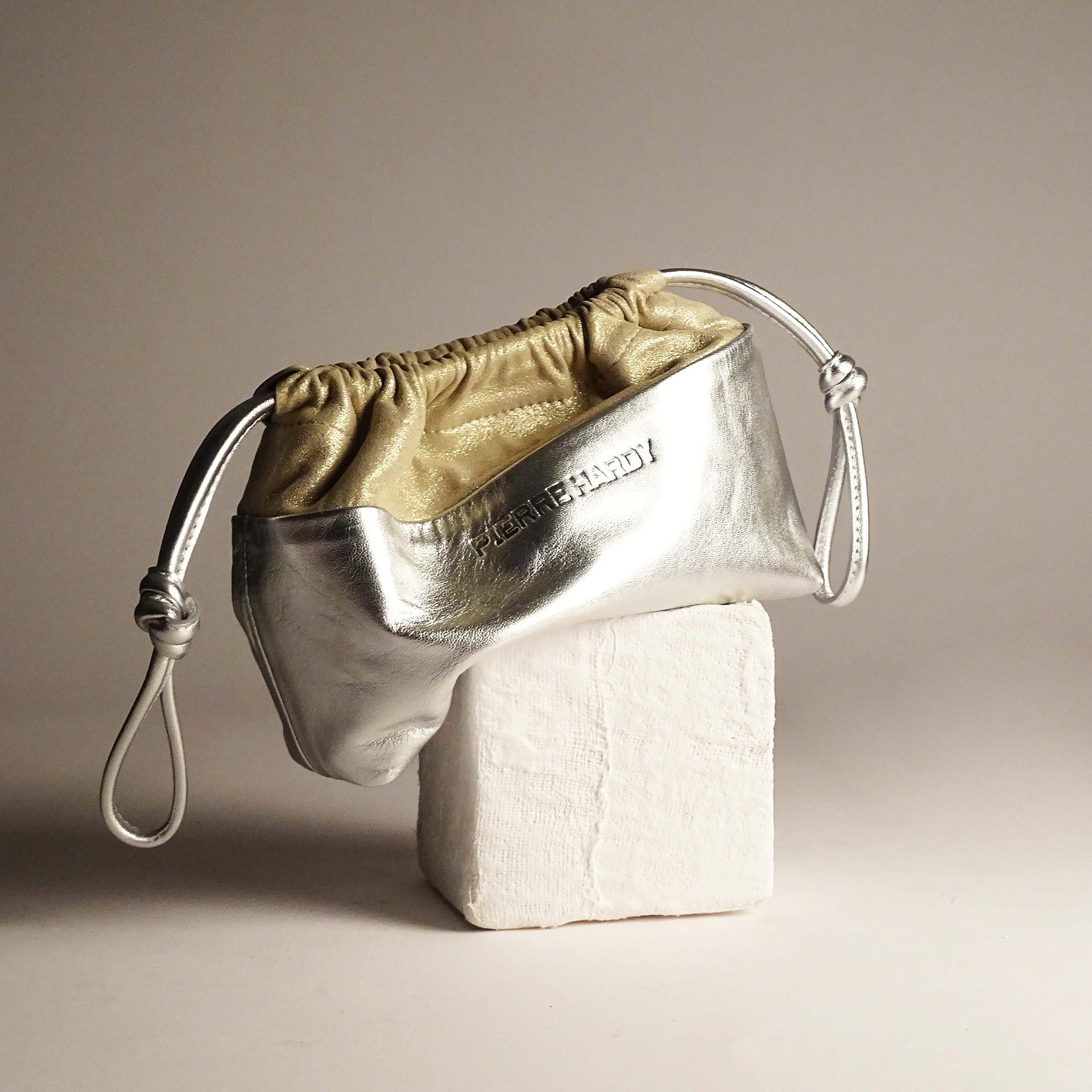 Pierre Hardy MINI TWIN CLUTCH, silver metallic kidskin and champagne lambskin, view 7