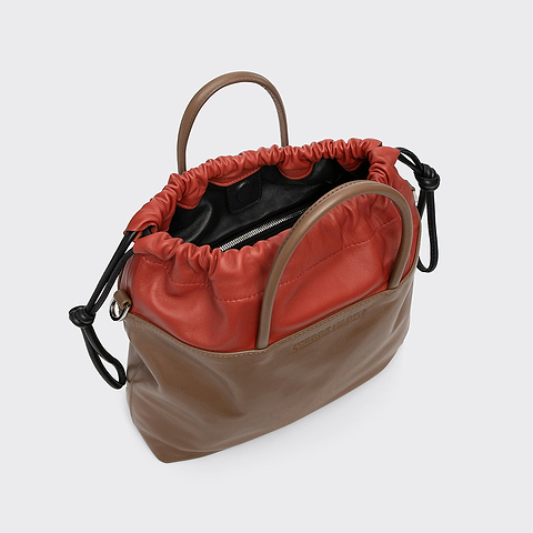 Pierre Hardy TWIN BAG, camel calfskin and rust lambskin, view 2