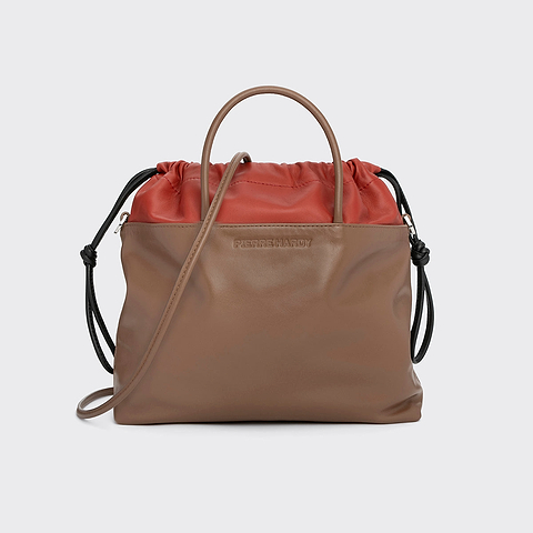 Pierre Hardy TWIN BAG, camel calfskin and rust lambskin