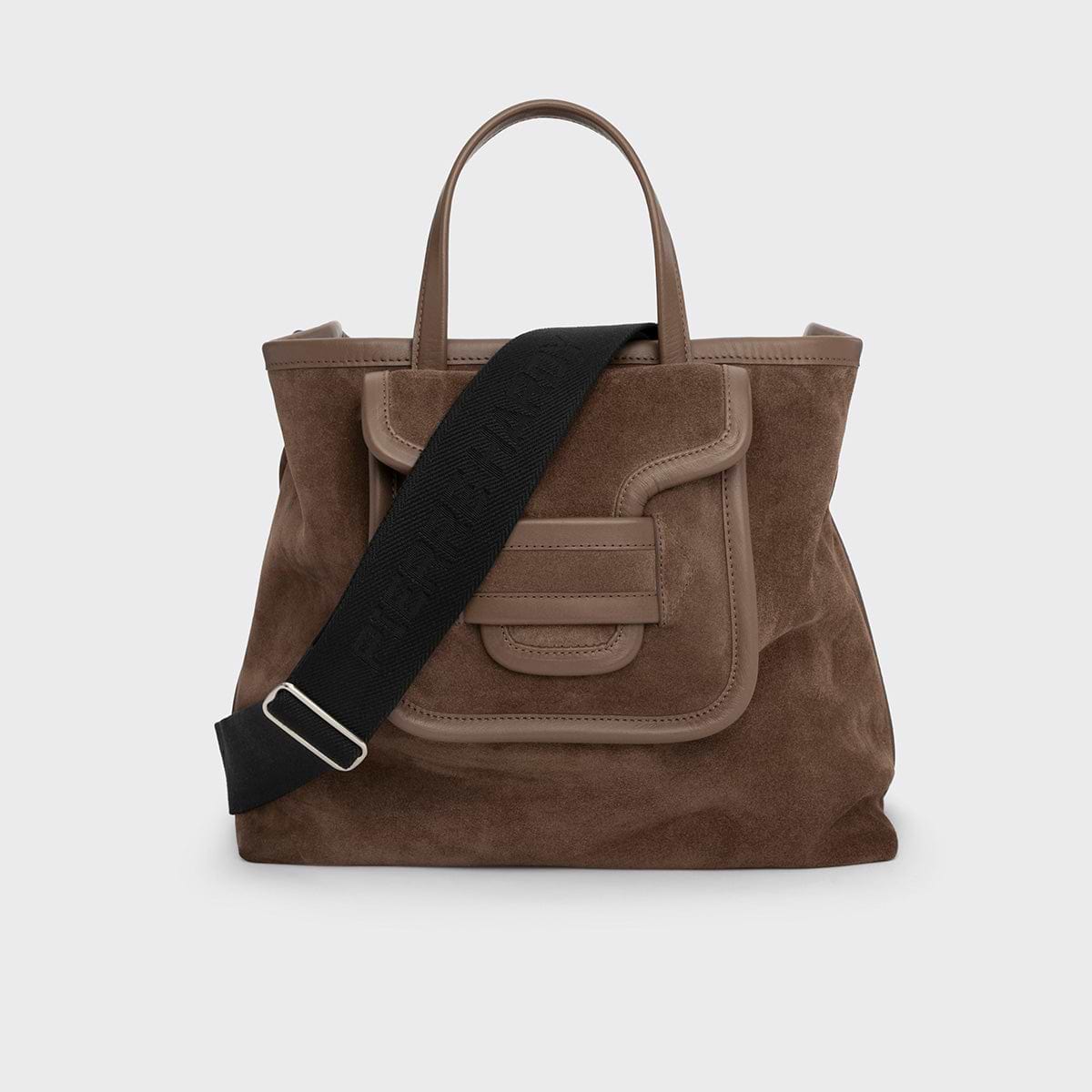Pierre Hardy ALPHA DAY TOTE, light brown suede calfskin and camel calfskin, view 6
