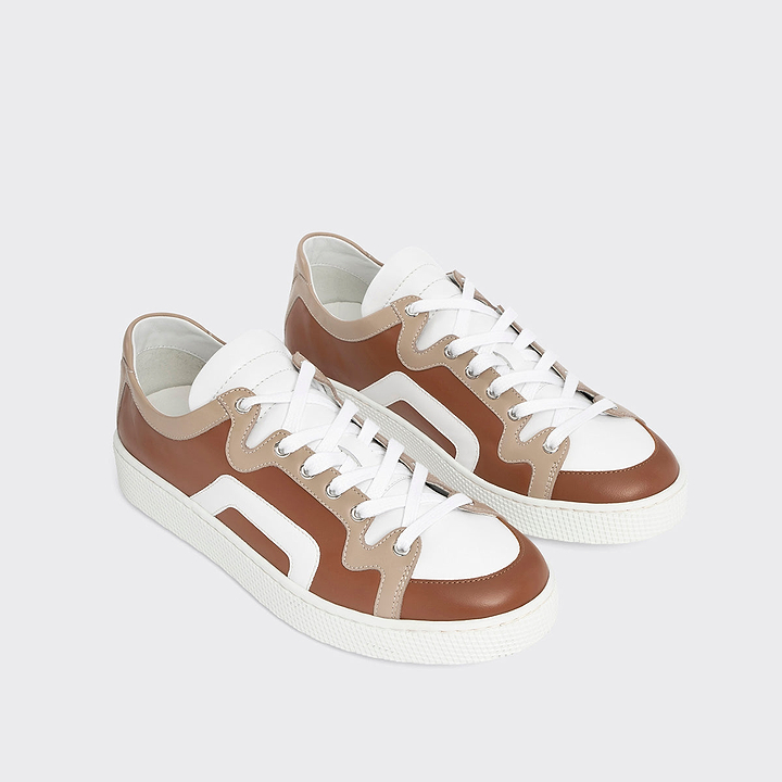 Pierre Hardy ALPHA SNEAKERS - MEN, light brown, beige and white calfskin, view 3