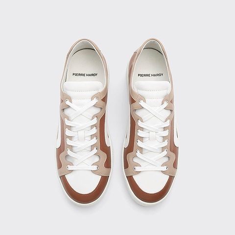 Pierre Hardy ALPHA SNEAKERS - MEN, light brown, beige and white calfskin, view 2